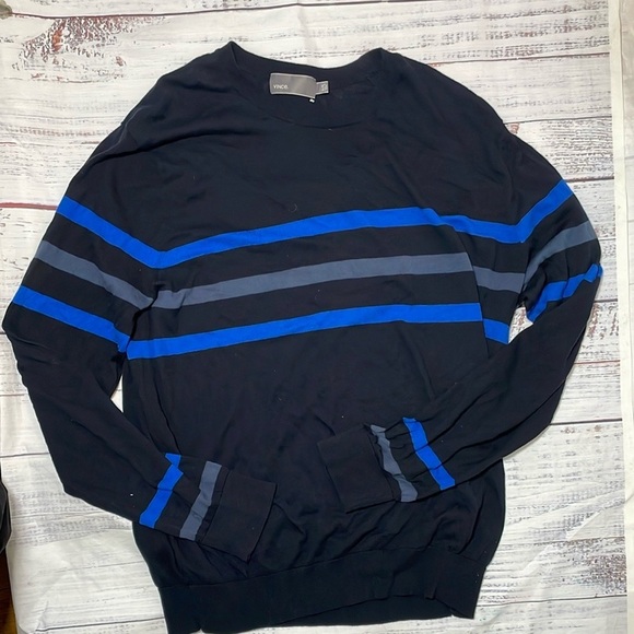 Vince Other - VINCE Mens Sweater Size XL Pullover Crew Navy w/ Stripes